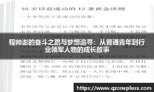 程帅澎的奋斗之路与梦想追寻：从普通青年到行业领军人物的成长故事